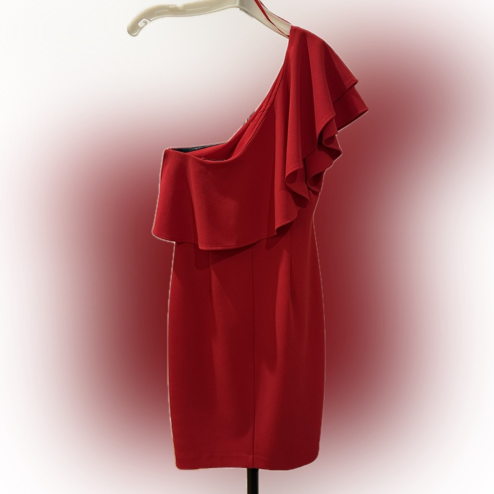 Red Vince Camuto One Shoulder Dress - Picture 3 of 4